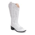Bota Feminina Texana Western Cano Longo Branca Bordada