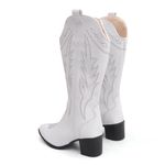 Bota Feminina Texana Western Cano Longo Branca Bordada