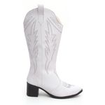 Bota Feminina Texana Western Cano Longo Branca Bordada