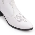 Bota Feminina Texana Western Cano Longo Branca Bordada