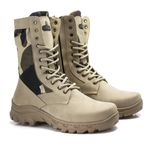 Bota Coturno Em Couro Militar Armata Khopesh - Areia Camuflado