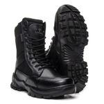 Bota Coturno Em Couro Militar Armata Leopard- Preto Liso Com Ziper
