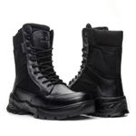 Bota Coturno Em Couro Militar Armata Leopard- Preto Liso Com Ziper
