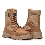 Bota Coturno Em Couro Militar Armata Leopard- Areia Com Ziper