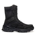 Bota Coturno Em Couro Militar Armata Leopard- Preto Nobuck Com Ziper 