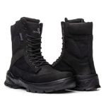 Bota Coturno Em Couro Militar Armata Leopard- Preto Nobuck Com Ziper 