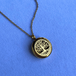 Colar Difusor - Pingente 25mm - Árvore da Vida - Dourado - Aço Inox