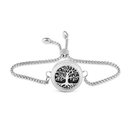 Pulseira Difusor - Pingente 20mm - Árvore da Vida - Prateado - Aço Inox