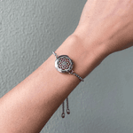 Pulseira Difusor - Pingente 20mm - Mandala - Prateado - Aço Inox