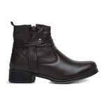 Bota Feminina String Em Couro Legítimo Confort Café