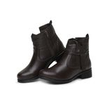Bota Feminina String Em Couro Legítimo Confort Café