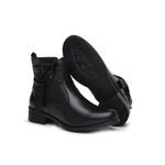 Bota Feminina String Em Couro Legítimo Confort Preto
