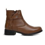 Bota Feminina String Em Couro Legítimo Confort Whisky