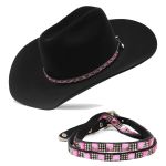 Chapéu Feminino Country Bandinha De Strass Rosa