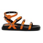 Sandália Papete Flatform Malu Com Amarração Laranja