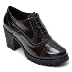 Bota Feminina Ankle Em Couro Legítimo Verniz Café
