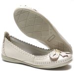 Sapatilha Feminina Off White de Couro - Ref. 1924