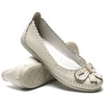 Sapatilha Feminina Off White de Couro - Ref. 1924