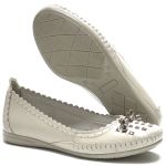 Sapatilha Feminina Off White de Couro - Ref. 1937