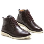 Bota Urbana Masculina Cano Curto Café 100% Couro - Ref. 2023