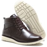 Bota Urbana Masculina Cano Curto Café 100% Couro - Ref. 2023