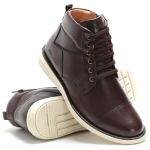 Bota Urbana Masculina Cano Curto Café 100% Couro - Ref. 2023