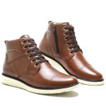 Bota Urbana Masculina Cano Curto Pinhão 100% Couro - Ref. 2023