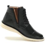 Bota Urbana Masculina Cano Curto Preto 100% Couro - Ref. 2023