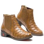Botina Texana Escama Masculina Castor 100% Couro - 2025