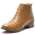 Botina Texana Escama Masculina Castor 100% Couro - 2025