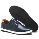 Sapatênis Casual 100% Couro Masculino Marinho - Ref. 3115