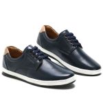Sapatênis Casual 100% Couro Masculino Marinho - Ref. 3115