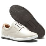 Sapatênis Casual 100% Couro Masculino Gelo - Ref. 3115