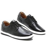 Sapatênis Casual 100% Couro Masculino Preto - Ref. 3115