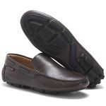 Sapato Mocassim Drive Masculino Café 100% Couro - Ref. 3410