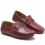 Sapato Mocassim Drive Masculino Bordô 100% Couro - Ref. 3460
