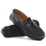Sapato Mocassim Drive Masculino Preto 100% Couro - Ref. 3460