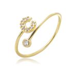 Anel Regulável Letras Cravejadas