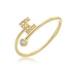 Anel Regulável Letras Cravejadas