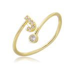 Anel Regulável Letras Cravejadas