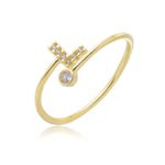 Anel Regulável Letras Cravejadas