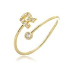 Anel Regulável Letras Cravejadas