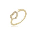 Anel Dois Corações e Um Vazado Cravejado