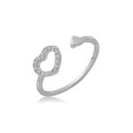 Anel Dois Corações e Um Vazado Cravejado