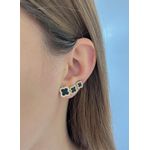 Brinco Trio com Trevo Preto Cravejado