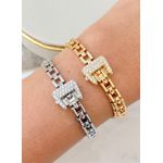 Pulseira Cinto com Meia Fivela Cravejada