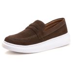 Sapato Masculino Loafer Café em Camurça sintética