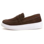 Sapato Masculino Loafer Café em Camurça sintética
