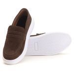Sapato Masculino Loafer Café em Camurça sintética