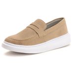 Sapato Masculino Loafer Areia em Camurça sintética